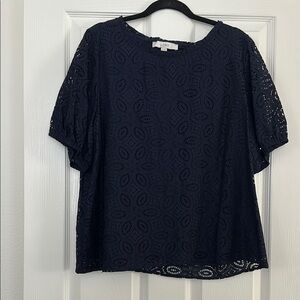 LOFT Women's Dark Blue Lace Blouse